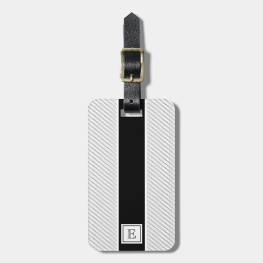 Chic Modern Black White Stripes Bagagelabel (Voorkant verticaal)