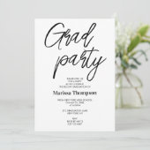 Chic Modern Black White Stripes Graduation Party Kaart (Staand voorkant)
