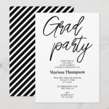 Chic Modern Black White Stripes Graduation Party