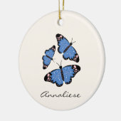 Chic modern blauw Butterfly-ontwerp op maat Keramisch Ornament (Links)