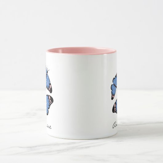 Chic modern blauw Butterfly-ontwerp op maat Mok (Midden)