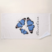 Chic modern blauw Butterfly-ontwerp op maat Strandlaken (Voorkant)
