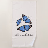 Chic modern blauw Butterfly-ontwerp op maat Strandlaken (Voorkant)