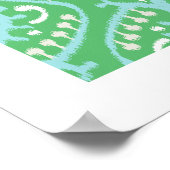 chic modern blauw - groen - ikatroonpatroon - trib poster (Hoek)