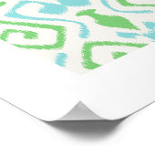 chic modern blauw - groen - ikatroonpatroon - trib poster (Hoek)