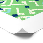 chic modern blauw - groen - ikatroonpatroon - trib poster (Hoek)