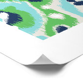 chic modern blauw - groen - ikatroonpatroon - trib poster (Hoek)