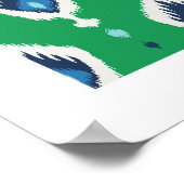 chic modern blauw - groen - ikatroonpatroon - trib poster (Hoek)