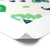 chic modern blauw - groen - ikatroonpatroon - trib poster (Hoek)