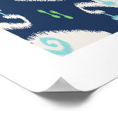 chic modern blauw - groen - ikatroonpatroon - trib poster (Hoek)