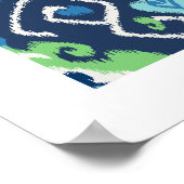 chic modern blauw - groen - ikatroonpatroon - trib poster (Hoek)
