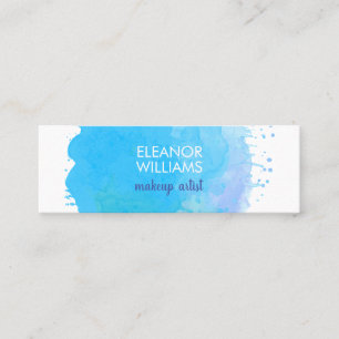 Chic Modern Blauw Waterverf Vlek Vierkant Mini Visitekaartje