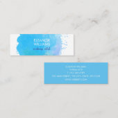 Chic Modern Blauw Waterverf Vlek Vierkant Mini Visitekaartje (Voorkant / Achterkant)