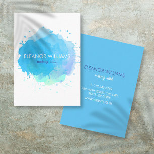 Chic Modern Blauw Waterverf Vlek Visitekaartje
