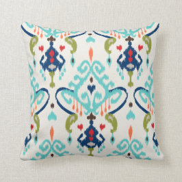 Chic modern blauwgroen marineblauw ikattribaal kussen