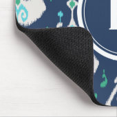 Chic modern blauwgroen marineblauw ikattribaal muismat (Hoek)