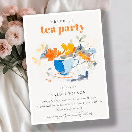 Chic Modern Bloemen Thee Cup Afternoon Tea Party Kaart