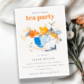 Chic Modern Bloemen Thee Cup Kerst Tea Party Kaart