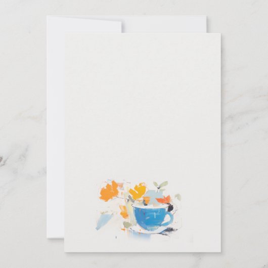 Chic Modern Bloemen Thee Cup Kerst Tea Party Kaart (Achterkant)