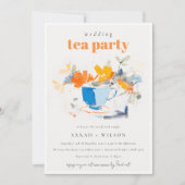 Chic Modern Bloemen Thee Cup Trouwthee Party Kaart (Voorkant)