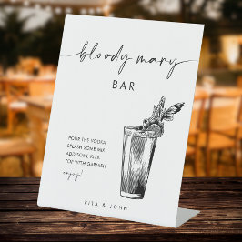 Chic Modern Bloody Mary Bar Trouwbord Reclamebord Met Voetstuk