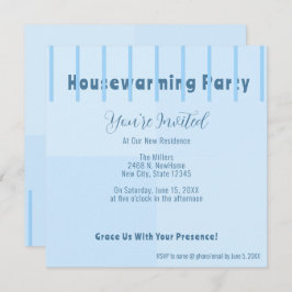 Chic Modern Blue Fence Housewarming Party Uitnodig Aankondiging