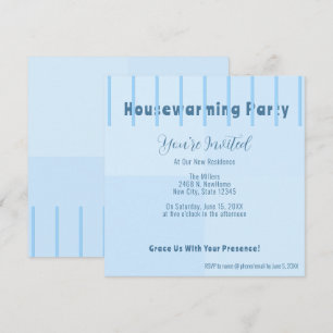 Chic Modern Blue Fence Housewarming Party Uitnodig Aankondiging