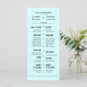 Chic Modern Blue Paisley huwelijksprogramma Programmakaart (Staand voorkant)