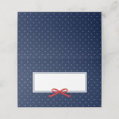 Chic Modern Blue Polka Dot met Rood Lint Plaatskaartje (Buitenkant ongevouwen)