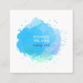 Chic Modern Blue Waterverf Blot Vierkante Visitekaartje (Voorkant)