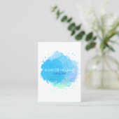 Chic Modern Blue Waterverf Blot Visitekaartje (Staand voorkant)
