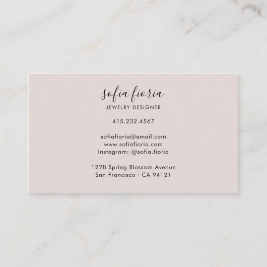 Chic Modern Blush Gold Glitter Jewelry Visitekaartje (Achterkant)