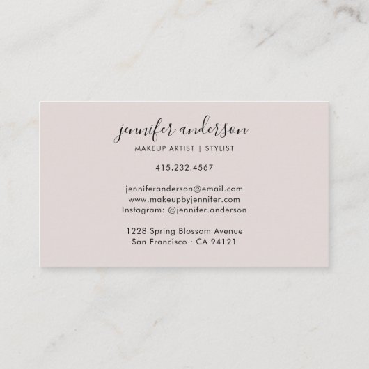 Chic Modern Blush Gold Glitter Visitekaartje (Achterkant)