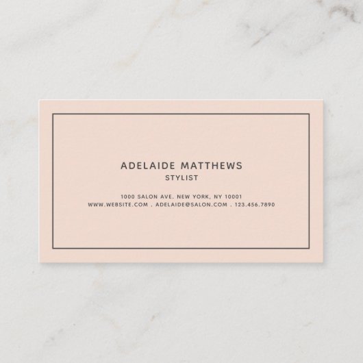 Chic Modern Blush Roze haarstylist script Visitekaartje (Achterkant)