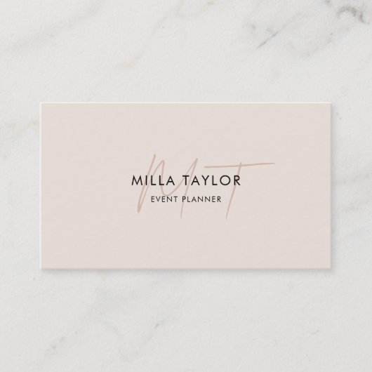 Chic Modern Blush Roze Monogram Feminine QR Code Visitekaartje (Voorkant)