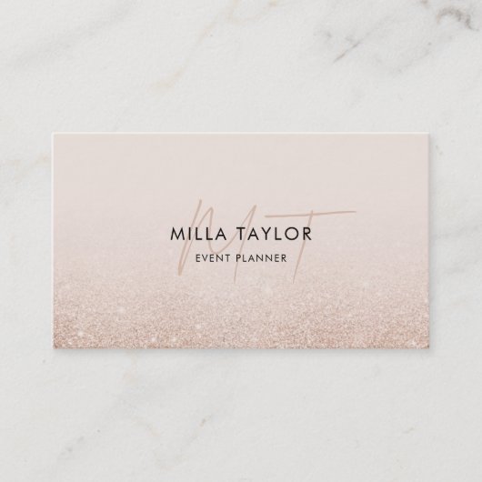 Chic Modern Blush Roze Monogram Feminine QR Code Visitekaartje (Voorkant)