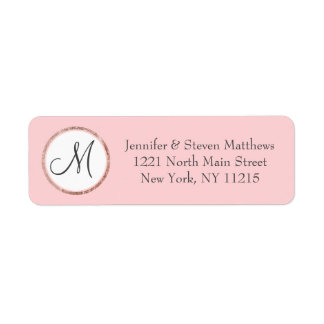 Chic Modern Blush roze roze goudmonogram Etiket