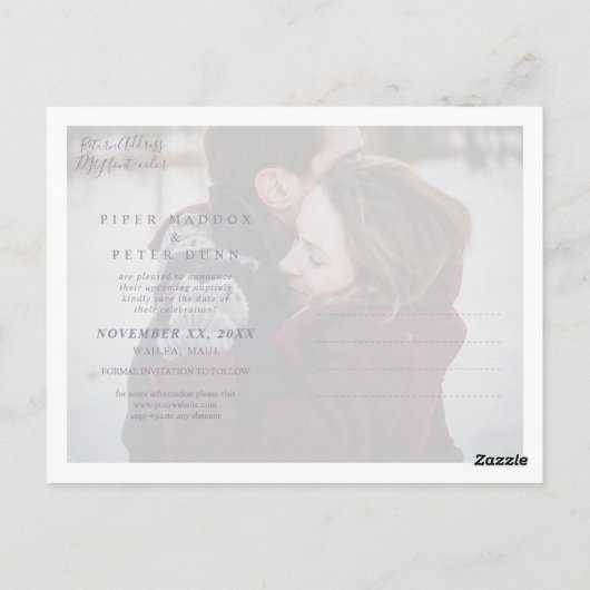 Chic + Modern Blush Signature Script, de datum ops Briefkaart (Achterkant)