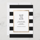 Chic Modern Bold Black White Stripe Roos Gold Foil Kaart (Voorkant)