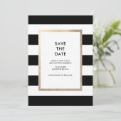 Chic Modern Bold Black White Stripe Roos Gold Foil Kaart (Staand voorkant)
