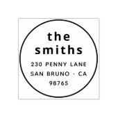 Chic Modern Bold Familienaam Circulair Adres Rubberstempel (Afrduk)