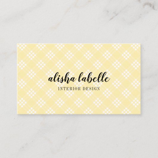 Chic & Modern Bord Yellow Plaid Visitekaartje (Voorkant)