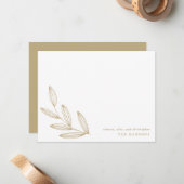 Chic Modern Botanisch Kiemkleur Bruin Crème en Wit Notitiekaartje (Voorkant / Achterkant in situ)