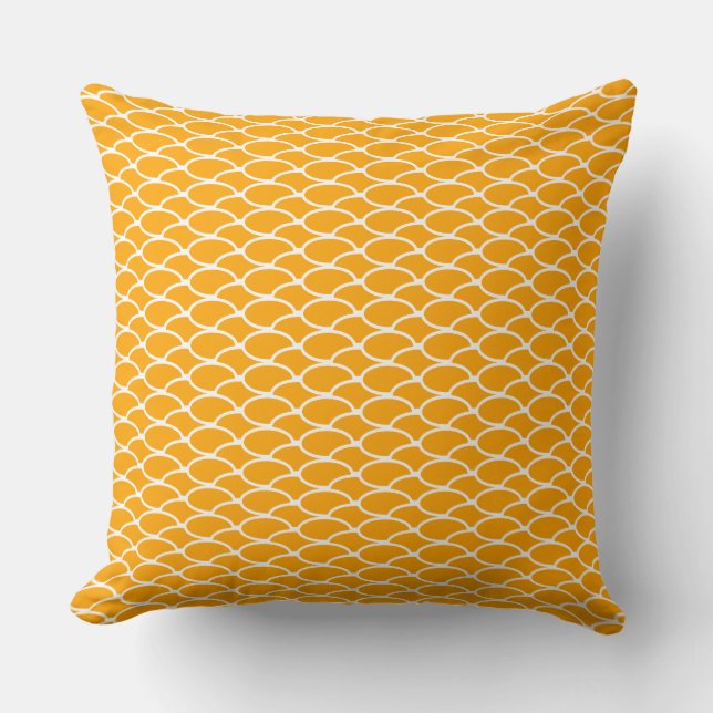 Chic Modern Bright Golden Yellow Scalloped Waves Kussen (Voorkant)