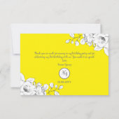 Chic Modern Bright Yellow White Floral Bedankkaart (Achterkant)