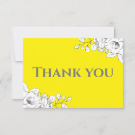 Chic Modern Bright Yellow White Floral Bedankkaart
