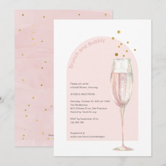 Chic Modern brunch en bubbly mimosa vrijgezellenfe Kaart (Voorkant / Achterkant)