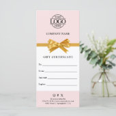 Chic Modern Business Gift Certificate with Logo (Staand voorkant)