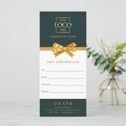 Chic Modern Business Gift Certificate with Logo (Staand voorkant)