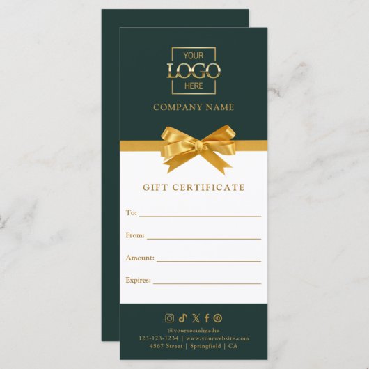 Chic Modern Business Gift Certificate with Logo (Voorkant / Achterkant)